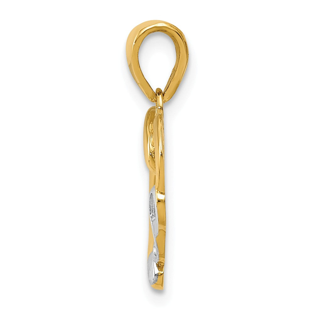 Alternate view of the 14k Yellow Gold and White Rhodium Infinity Heart Pendant, 13mm by The Black Bow Jewelry Co.