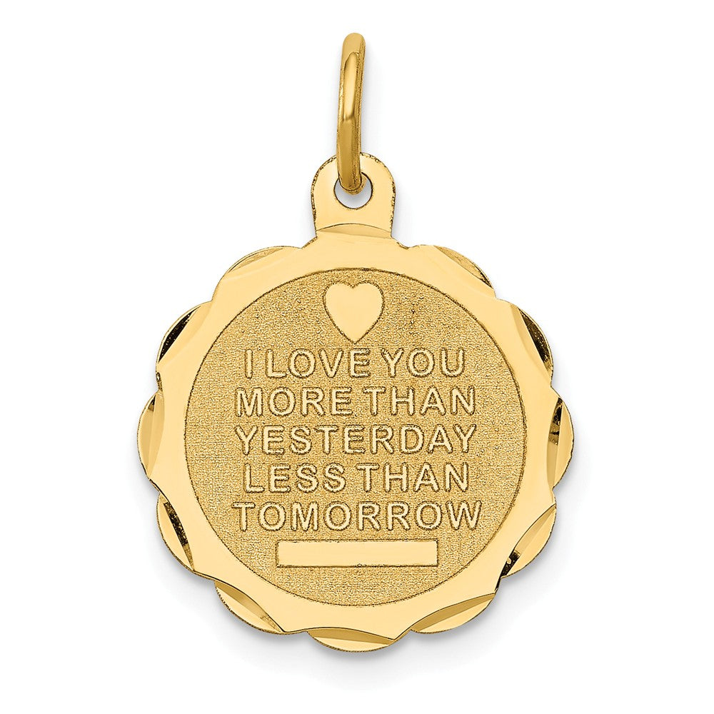14k Yellow Gold I Love You More Charm or Pendant, 16mm, Item P25890 by The Black Bow Jewelry Co.