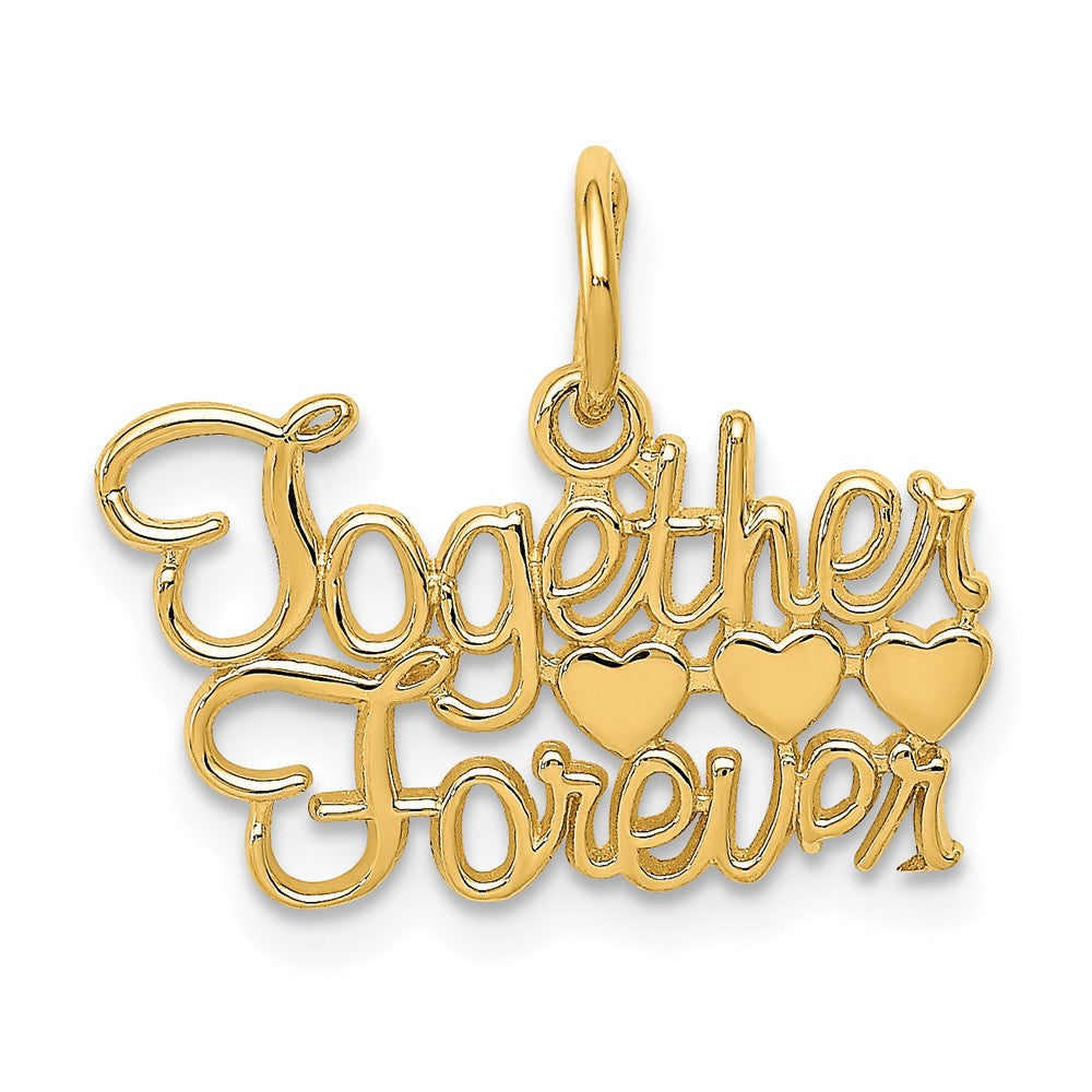 14k Yellow Gold Together Forever Charm or Pendant, 18mm, Item P25893 by The Black Bow Jewelry Co.