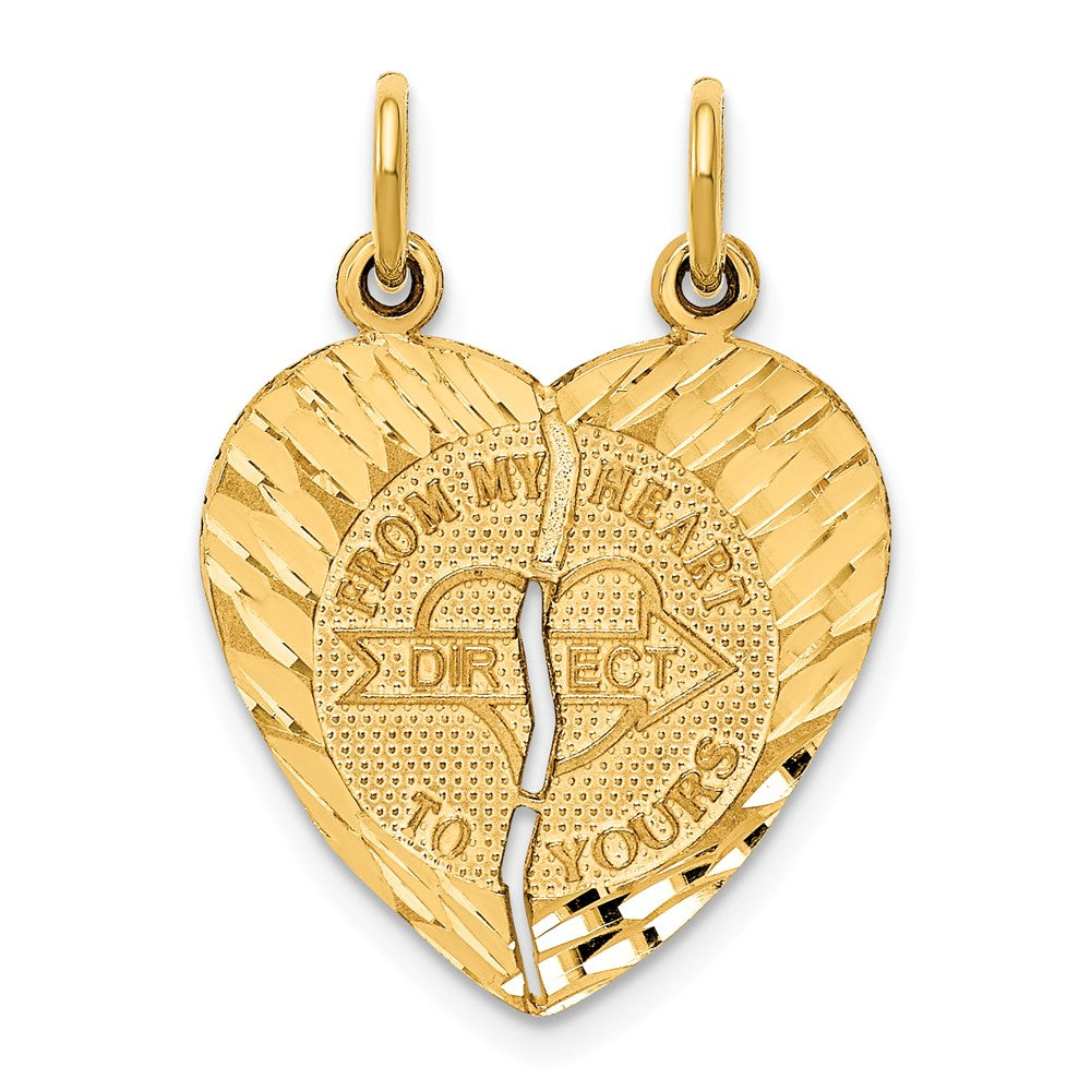 14k Yellow Gold From My Heart to Yours Set of 2 Charm Pendants, 18mm, Item P25896 by The Black Bow Jewelry Co.
