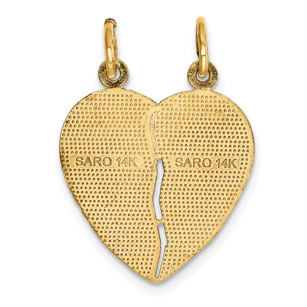 Alternate view of the 14k Yellow Gold From My Heart to Yours Set of 2 Charm Pendants, 18mm by The Black Bow Jewelry Co.