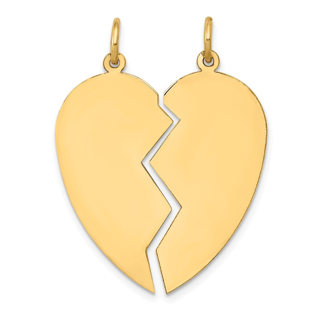 14k Yellow Gold Heart Set of 2 Charm or Pendants, 26mm, Item P25903 by The Black Bow Jewelry Co.