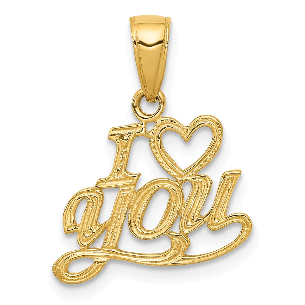 14k Yellow Gold I Heart You Pendant, 16mm, Item P25904 by The Black Bow Jewelry Co.