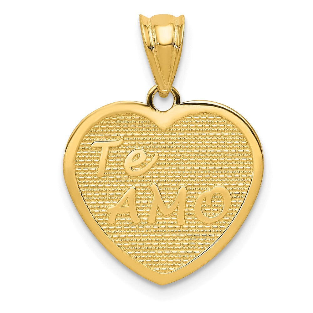 14k Yellow Gold TeAmo Heart Pendant, 16mm, Item P25915 by The Black Bow Jewelry Co.