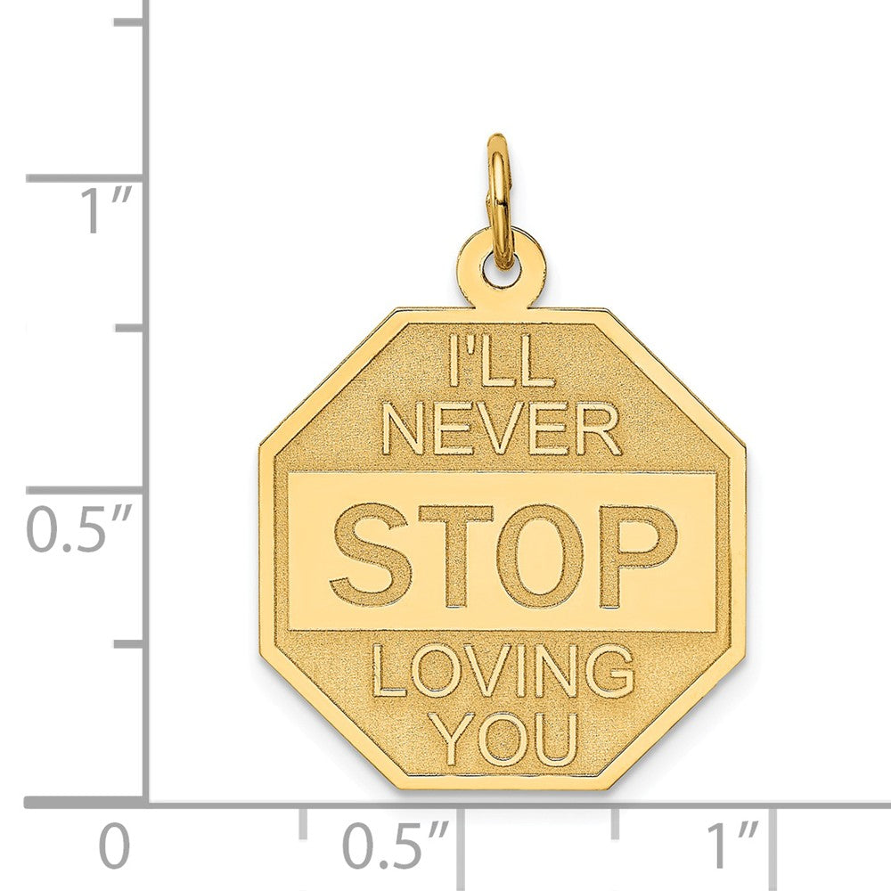 Alternate view of the 14k Yellow Gold I&#39;ll Never Stop Loving You Charm or Pendant, 20mm by The Black Bow Jewelry Co.