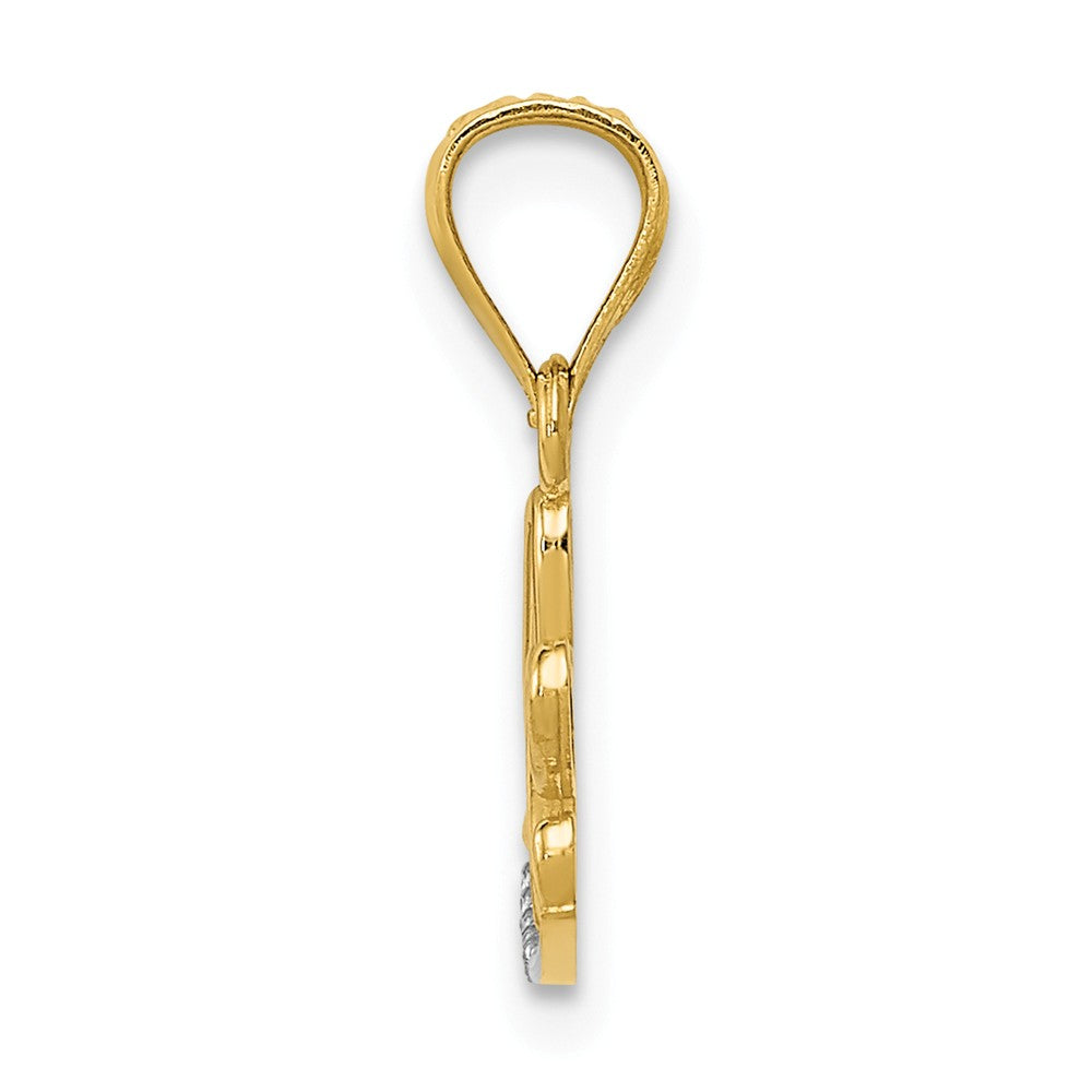 Alternate view of the 14k Yellow Gold and White Rhodium Love Script Pendant, 16mm by The Black Bow Jewelry Co.
