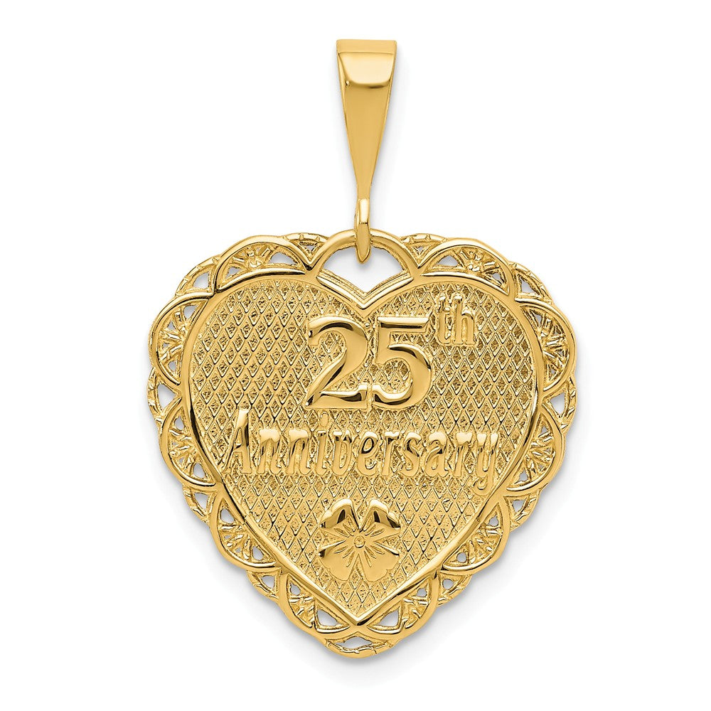 14k Yellow Gold 25th Anniversary Scalloped Heart Pendant, 20mm, Item P25937 by The Black Bow Jewelry Co.