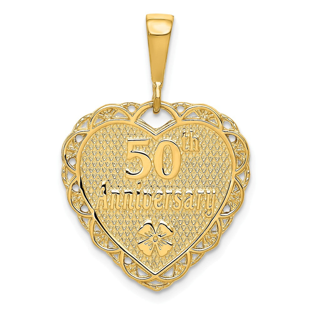 14k Yellow Gold 50th Anniversary Scalloped Heart Pendant, 20mm, Item P25938 by The Black Bow Jewelry Co.