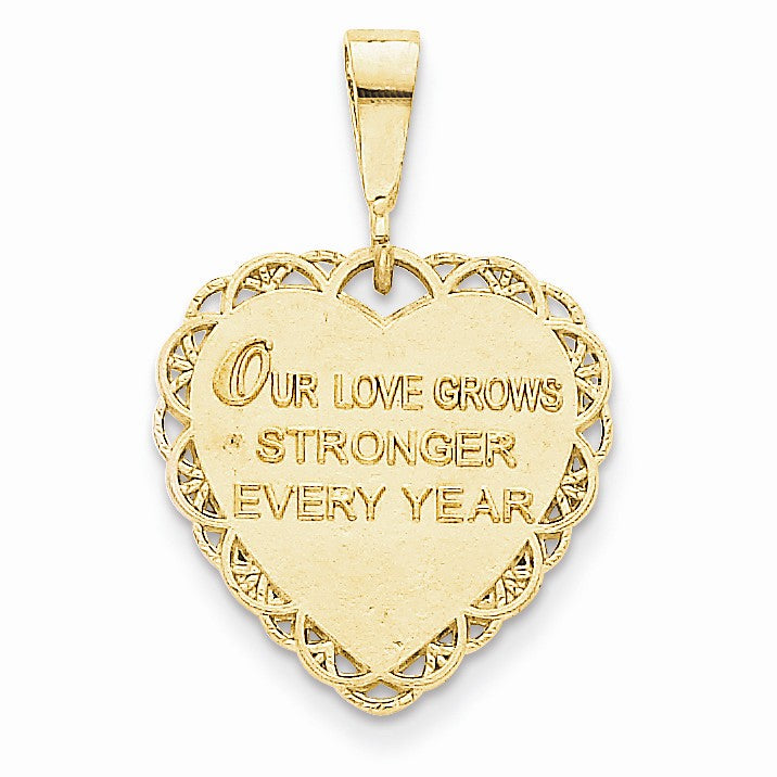 Alternate view of the 14k Yellow Gold 50th Anniversary Scalloped Heart Pendant, 20mm by The Black Bow Jewelry Co.