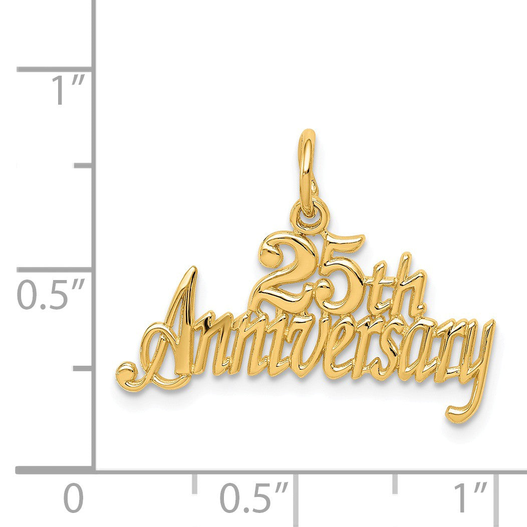 Alternate view of the 14k Yellow Gold 25th Anniversary Charm or Pendant, 24mm by The Black Bow Jewelry Co.