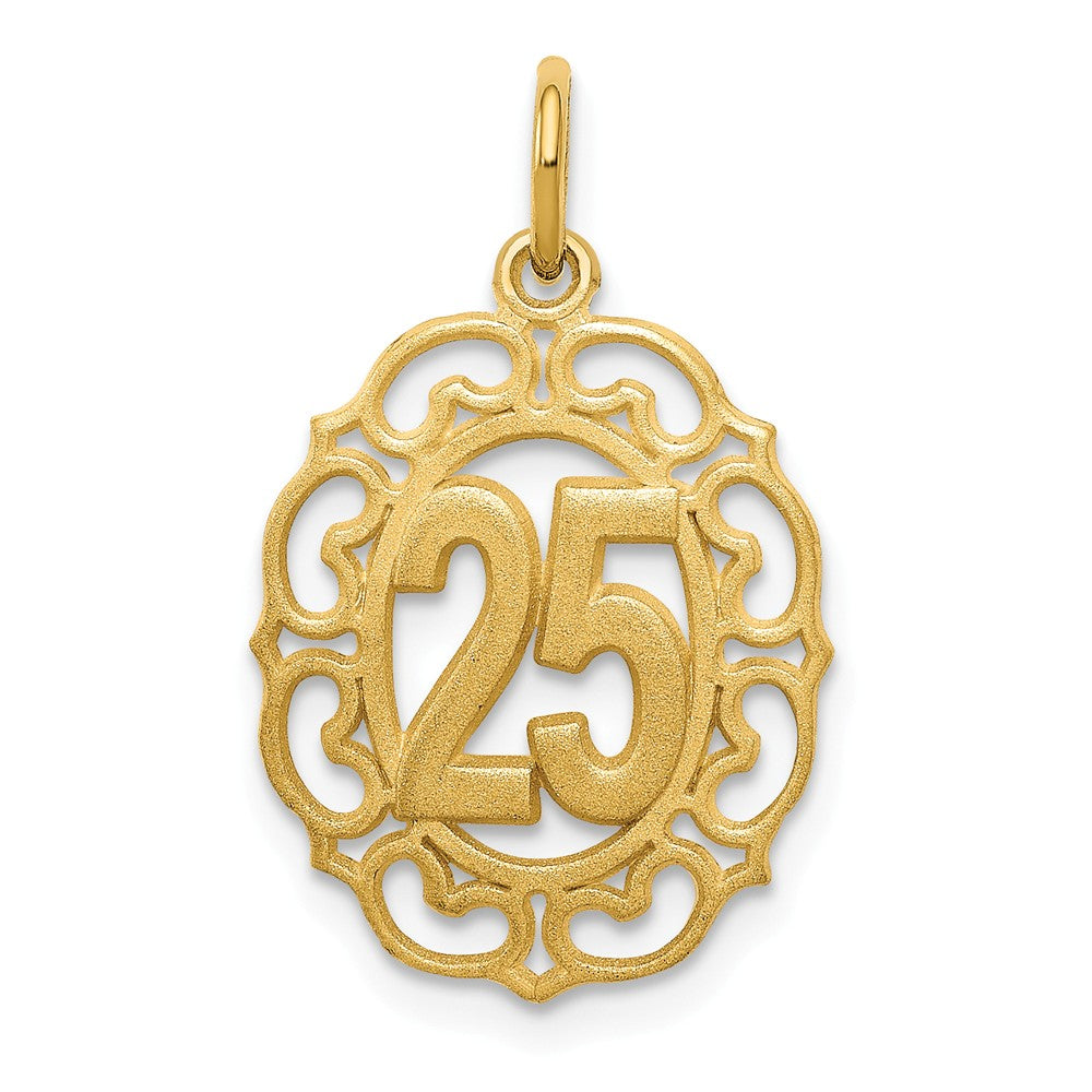 14k Yellow Gold 25 Oval Charm or Pendant, 14mm, Item P25943 by The Black Bow Jewelry Co.