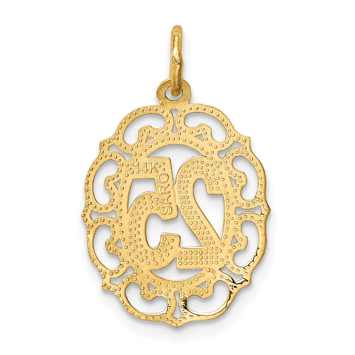 Alternate view of the 14k Yellow Gold 25 Oval Charm or Pendant, 14mm by The Black Bow Jewelry Co.