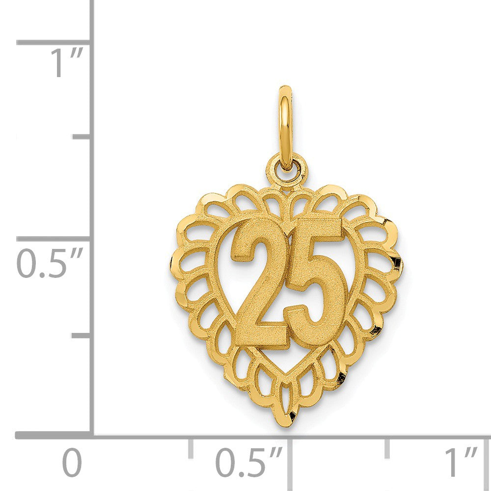 Alternate view of the 14k Yellow Gold 25 Heart Charm or Pendant, 15mm by The Black Bow Jewelry Co.