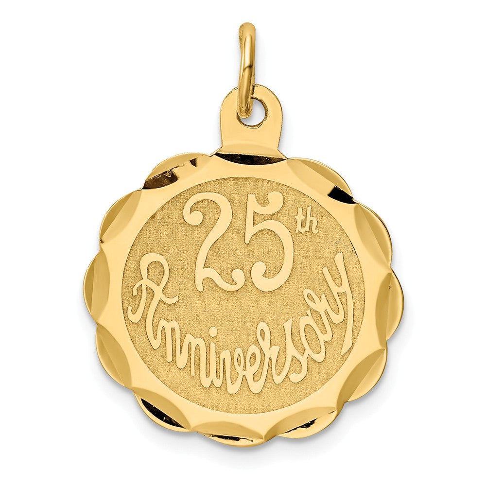 14k Yellow Gold 25th Anniversary Disc Charm or Pendant, 20mm, Item P25950 by The Black Bow Jewelry Co.