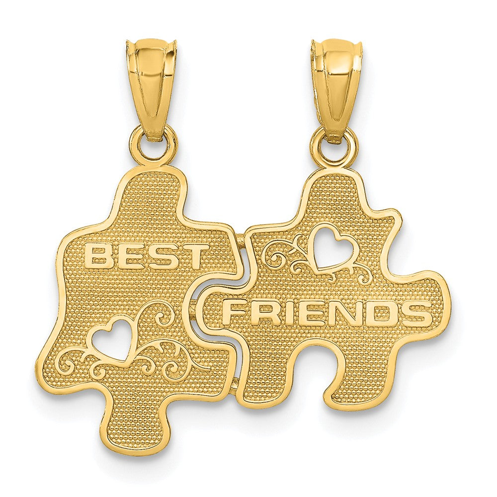 14k Yellow Gold Best Friends Puzzle Pieces Set of 2 Pendants, 18mm, Item P25973 by The Black Bow Jewelry Co.