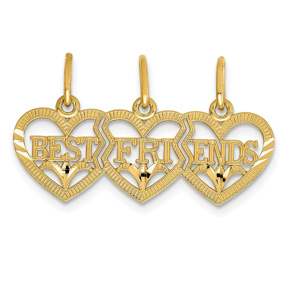 14k Yellow Gold Triple Hearts Best Friends 3 Charm or Pendants, 26mm, Item P25975 by The Black Bow Jewelry Co.