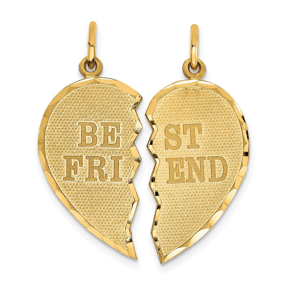 14k Yellow Gold Best Friend Heart Set of 2 Charm or Pendants, 22mm, Item P25977 by The Black Bow Jewelry Co.