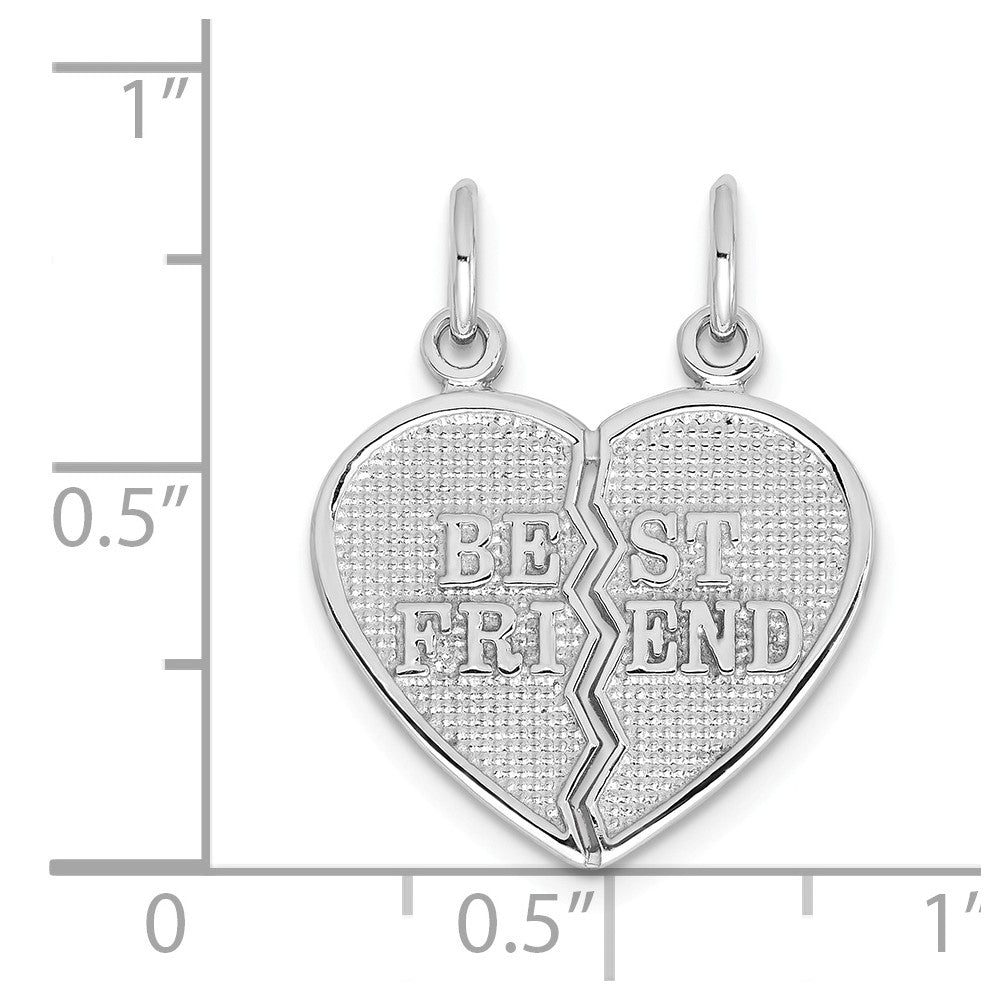 Alternate view of the 14k White Gold Best Friend Heart Set of 2 Charm or Pendants, 17mm by The Black Bow Jewelry Co.