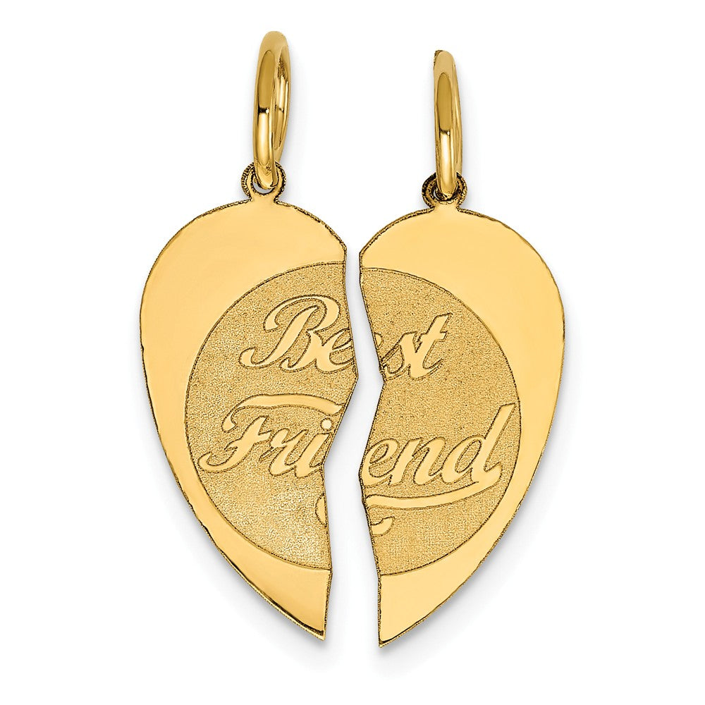 14k Yellow Gold Best Friend Heart Set of 2 Charm or Pendants, 15mm, Item P25991 by The Black Bow Jewelry Co.