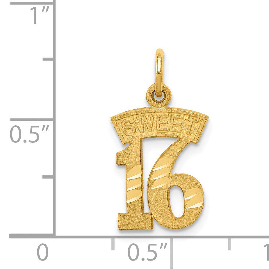 Sweet 16 14k sale Yellow Gold Charm