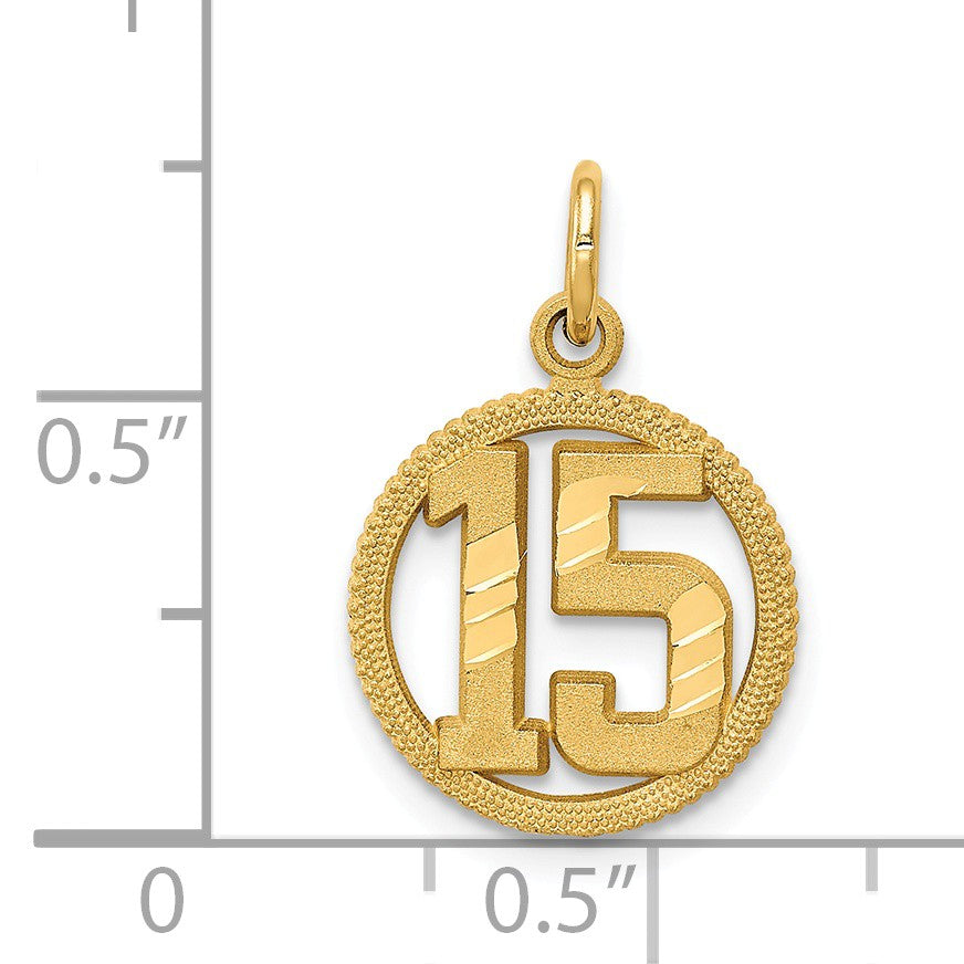 Alternate view of the 14k Yellow Gold 15 Circle Charm or Pendant, 12mm by The Black Bow Jewelry Co.