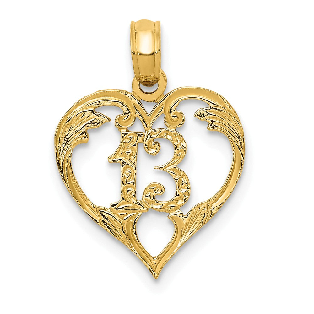 14k Yellow Gold 13 In Heart Cut Out Pendant, 13mm, Item P25999 by The Black Bow Jewelry Co.