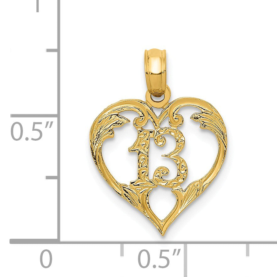 Alternate view of the 14k Yellow Gold 13 In Heart Cut Out Pendant, 13mm by The Black Bow Jewelry Co.