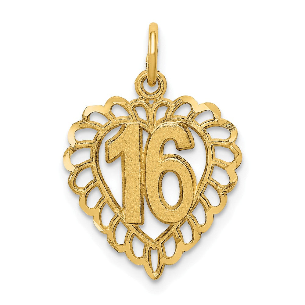 14k Yellow Gold 16 Inside Heart Charm or Pendant, 15mm, Item P26004 by The Black Bow Jewelry Co.