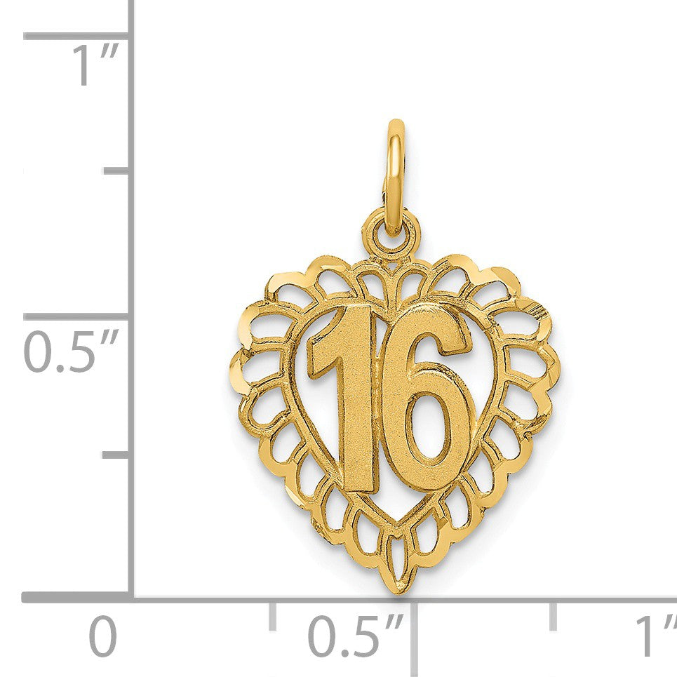 Alternate view of the 14k Yellow Gold 16 Inside Heart Charm or Pendant, 15mm by The Black Bow Jewelry Co.