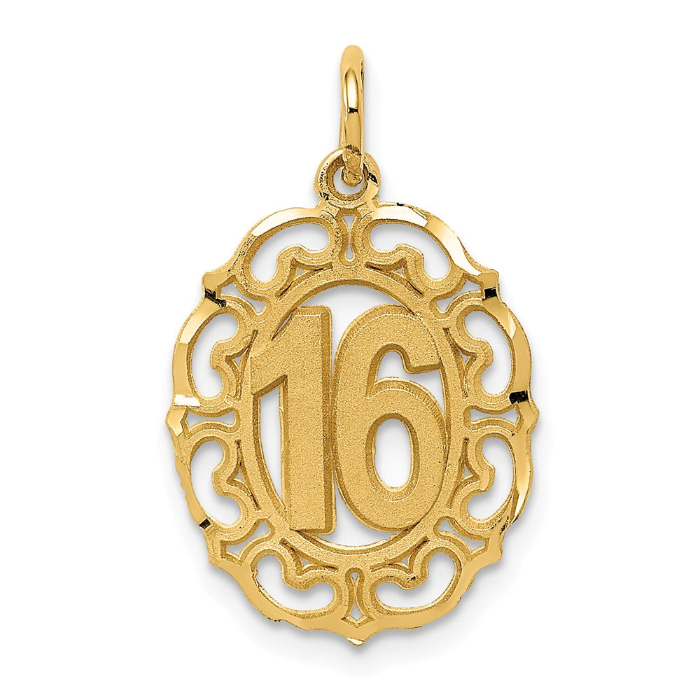 14k Yellow Gold 16 Inside Fancy Oval Charm or Pendant, 14mm, Item P26006 by The Black Bow Jewelry Co.