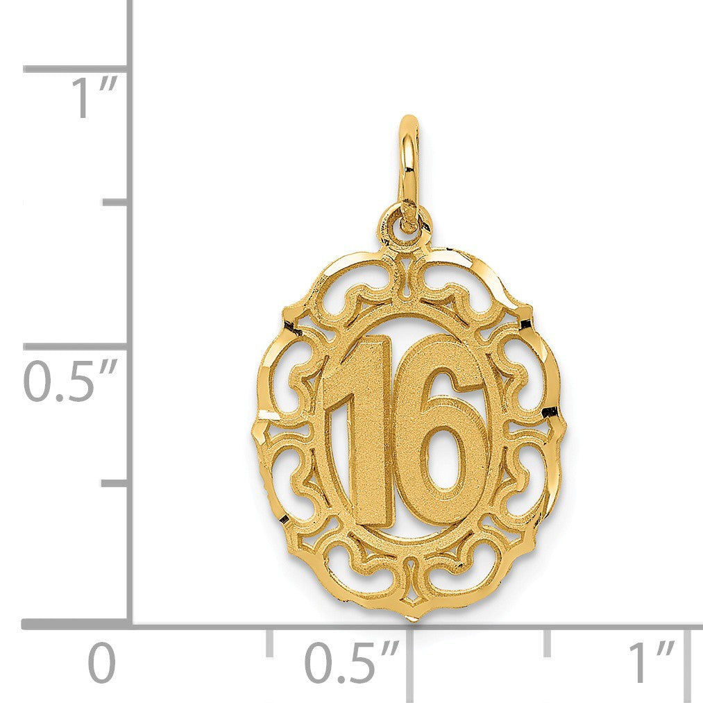 Alternate view of the 14k Yellow Gold 16 Inside Fancy Oval Charm or Pendant, 14mm by The Black Bow Jewelry Co.