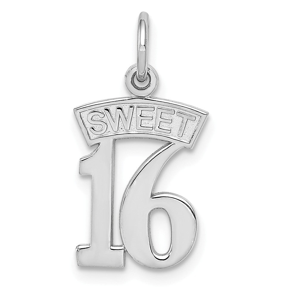 14k White Gold Sweet 16 Charm or Pendant, 10mm, Item P26020 by The Black Bow Jewelry Co.
