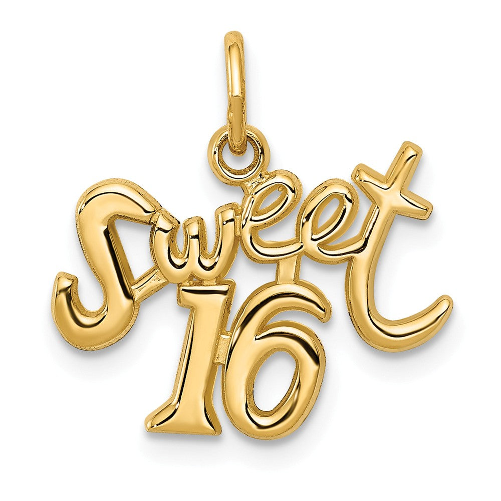 14k Yellow Gold Sweet 16 Charm or Pendant, 17mm, Item P26023 by The Black Bow Jewelry Co.