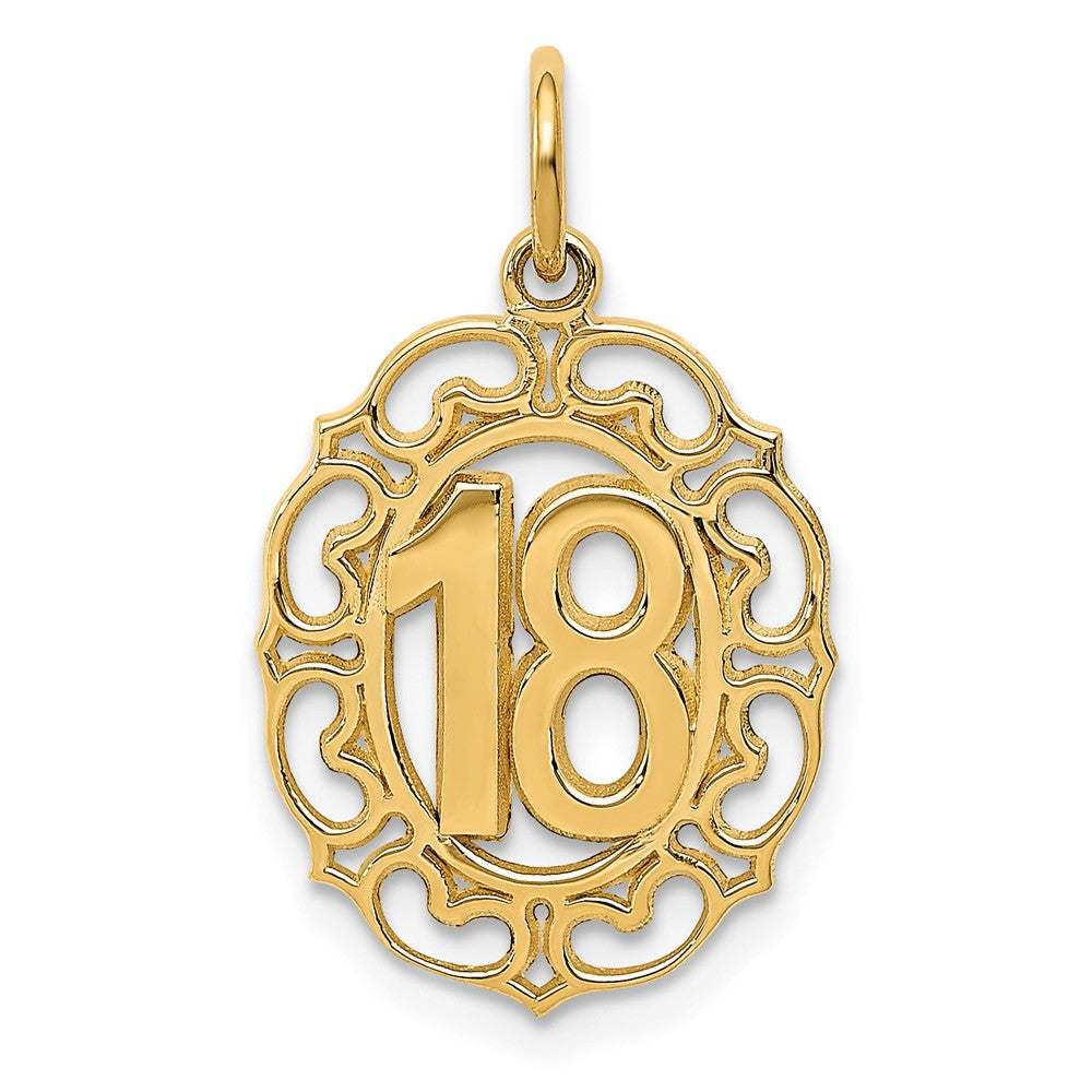 14k Yellow Gold 18 Oval Charm or Pendant, 14mm, Item P26031 by The Black Bow Jewelry Co.