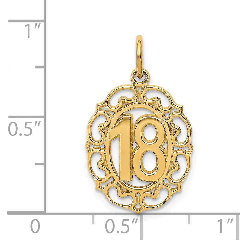 Alternate view of the 14k Yellow Gold 18 Oval Charm or Pendant, 14mm by The Black Bow Jewelry Co.