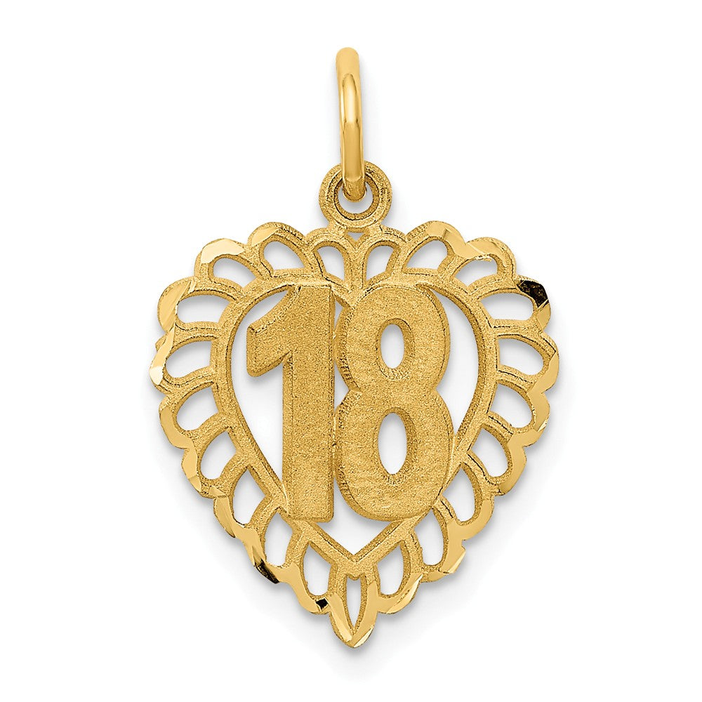 14k Yellow Gold 18 Fancy Heart Charm or Pendant, 15mm, Item P26034 by The Black Bow Jewelry Co.
