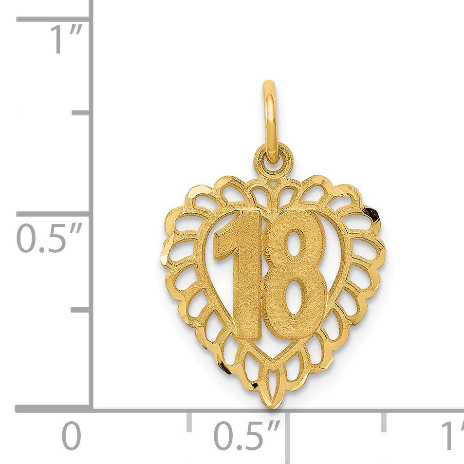 Alternate view of the 14k Yellow Gold 18 Fancy Heart Charm or Pendant, 15mm by The Black Bow Jewelry Co.