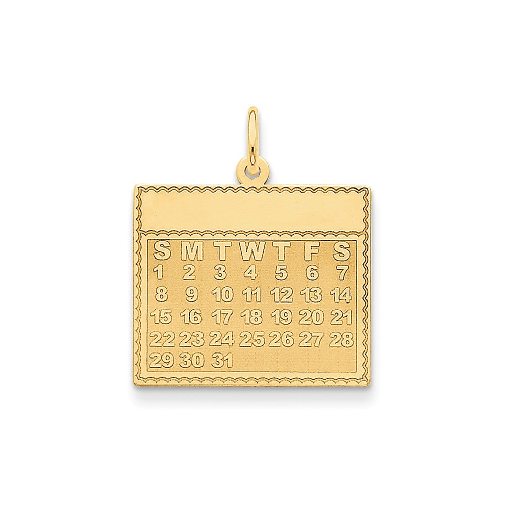 14k Yellow Gold Sunday Start Perpetual Calendar Charm or Pendant, 22mm, Item P26054 by The Black Bow Jewelry Co.