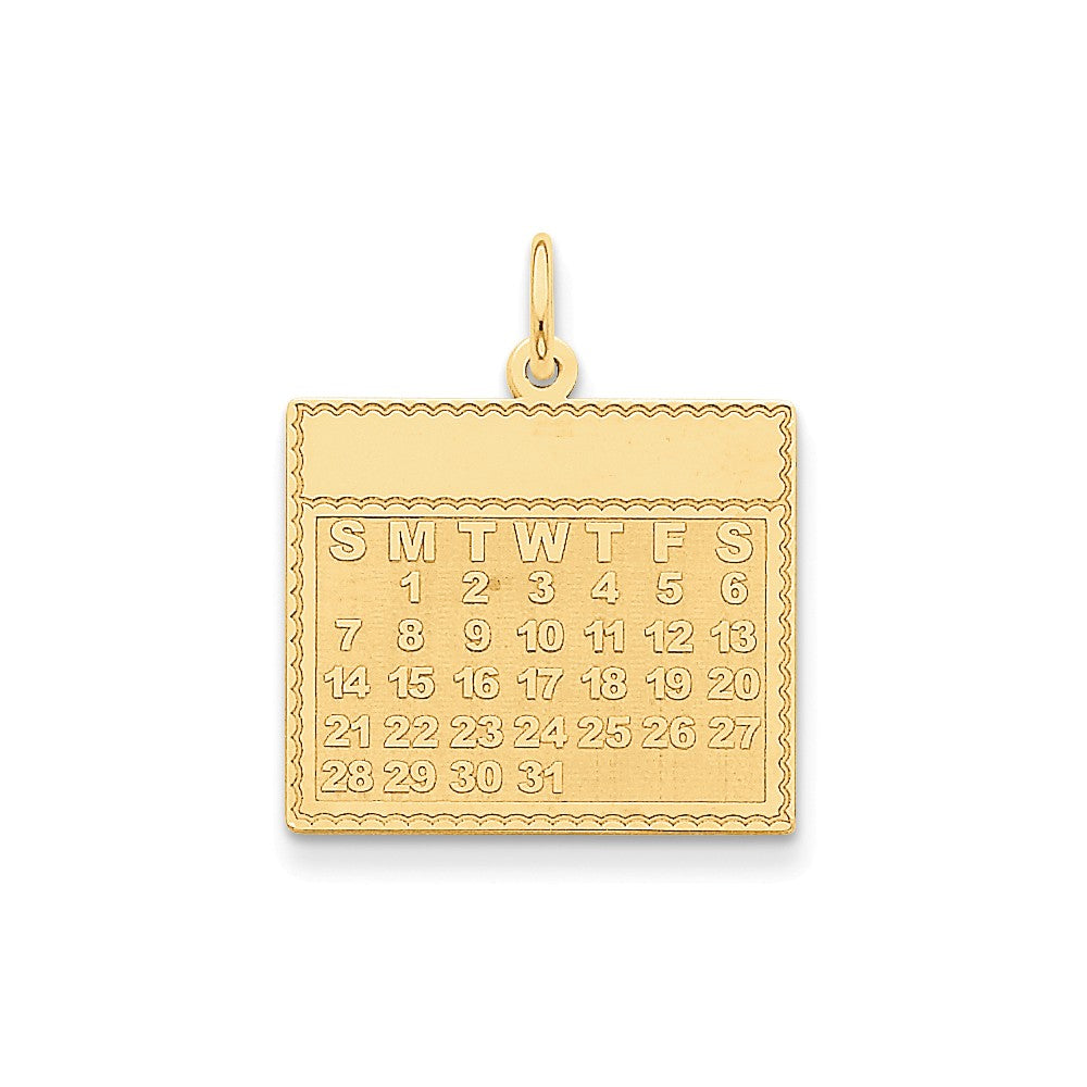 14k Yellow Gold Monday Start Perpetual Calendar Charm or Pendant, 22mm, Item P26055 by The Black Bow Jewelry Co.