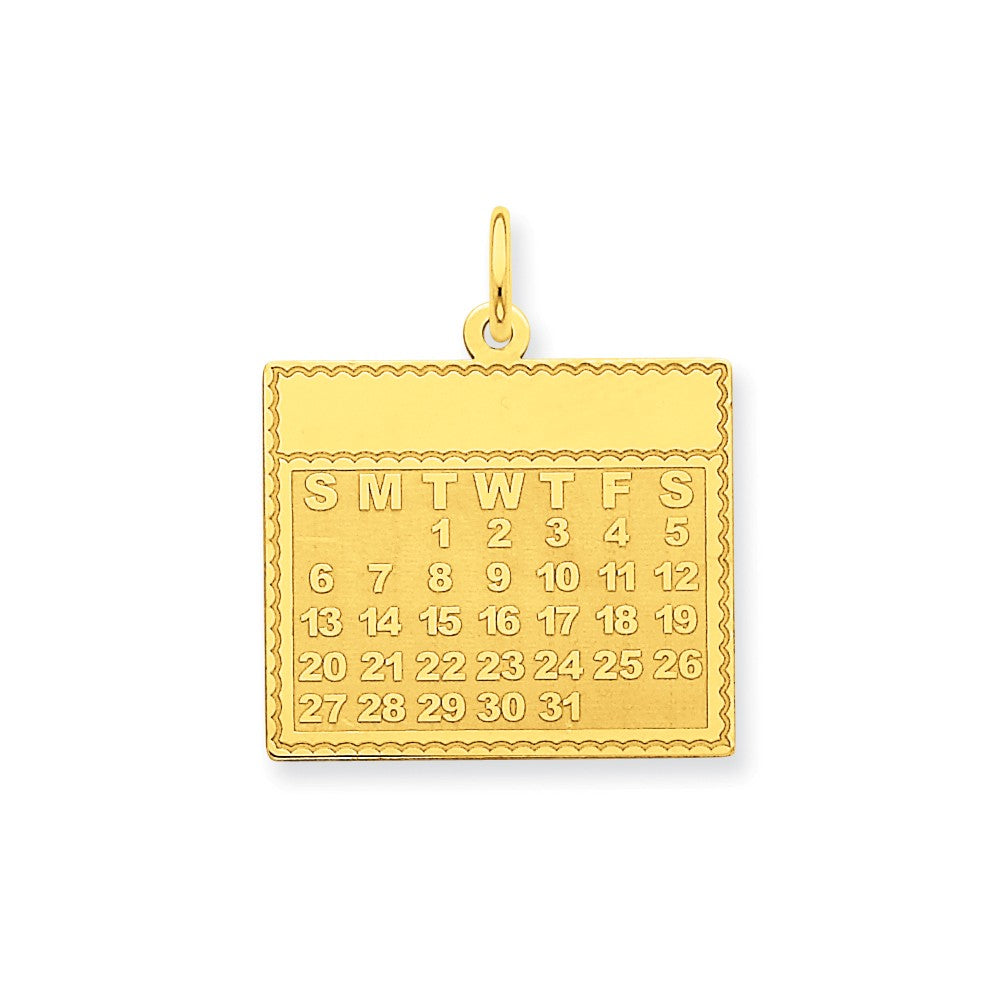 14k Yellow Gold Tuesday Start Perpetual Calendar Charm Pendant, 22mm, Item P26056 by The Black Bow Jewelry Co.