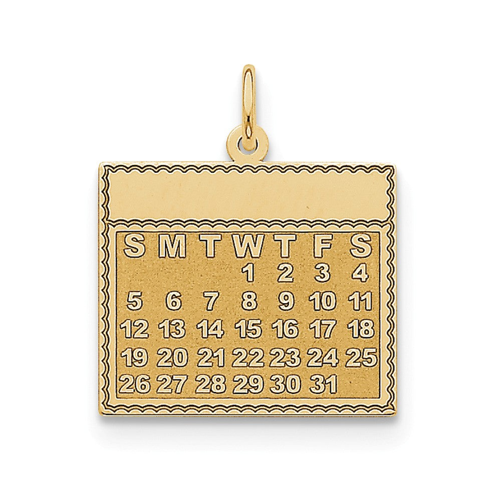 14k Yellow Gold Wednesday Start Perpetual Calendar Charm Pendant, 22mm, Item P26057 by The Black Bow Jewelry Co.