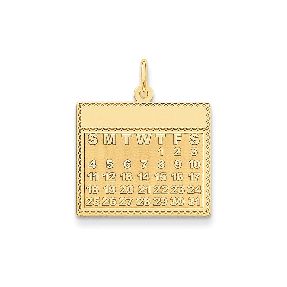 14k Yellow Gold Thursday Start Perpetual Calendar Charm Pendant, 22mm, Item P26058 by The Black Bow Jewelry Co.