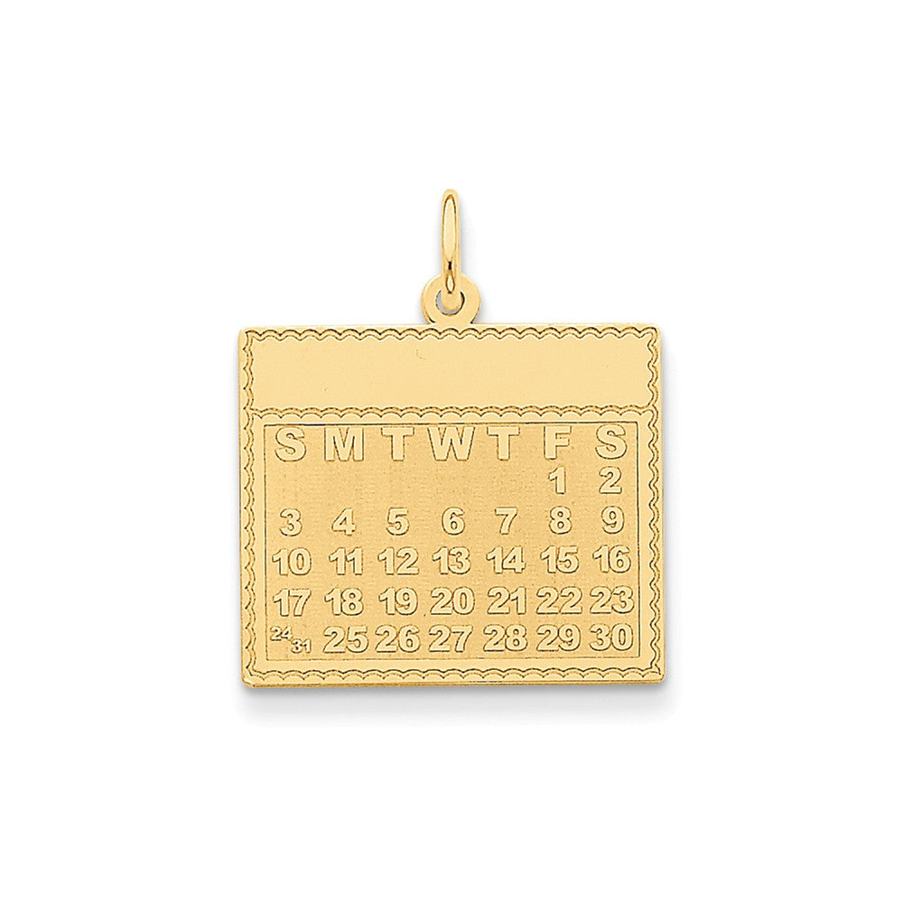 14k Yellow Gold Friday Start Perpetual Calendar Charm or Pendant, 22mm, Item P26059 by The Black Bow Jewelry Co.
