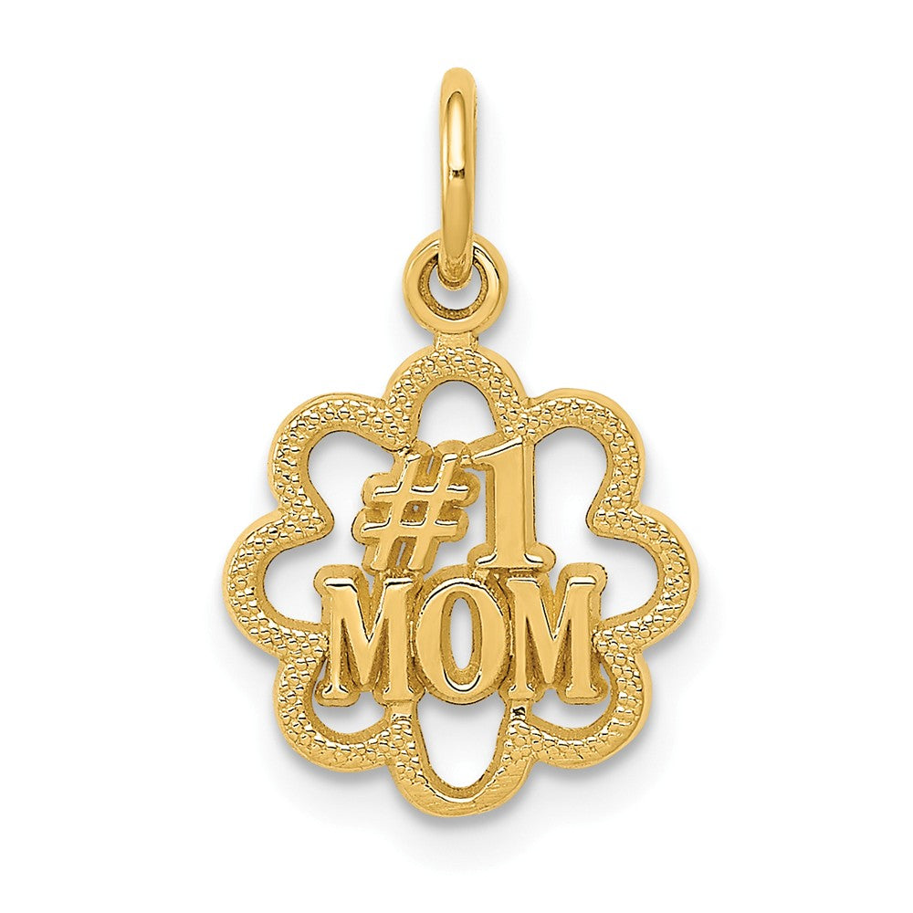 14k Yellow Gold #1 Mom Charm or Pendant, 11mm, Item P26062 by The Black Bow Jewelry Co.