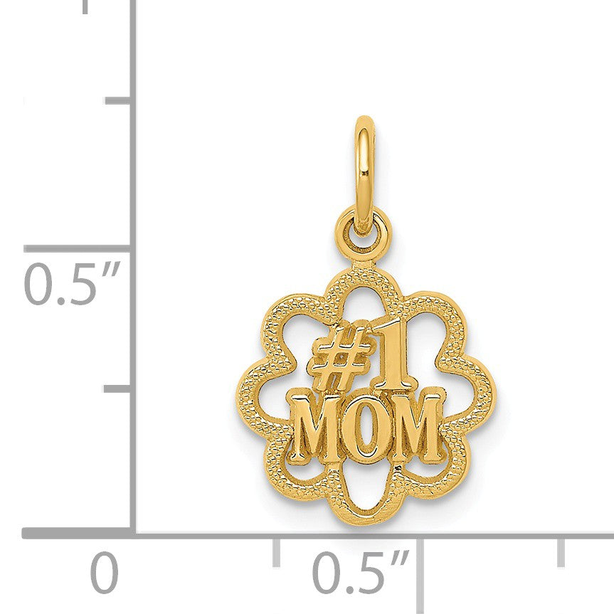 Alternate view of the 14k Yellow Gold #1 Mom Charm or Pendant, 11mm by The Black Bow Jewelry Co.