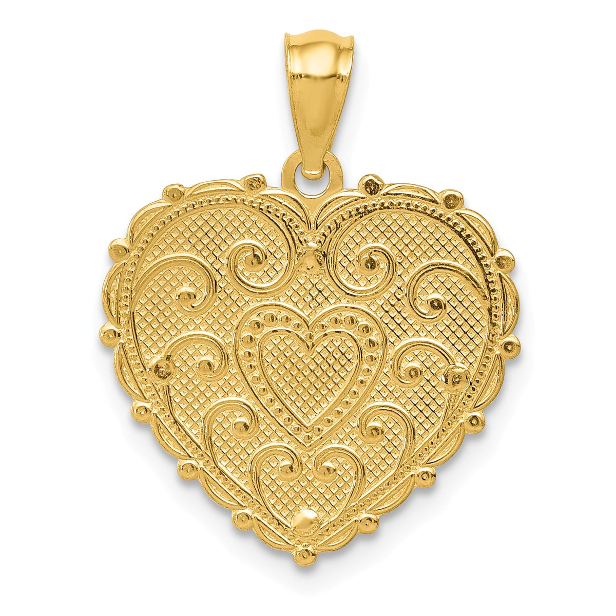 Alternate view of the 14k Tri Color Gold #1 Mom Reversible Heart Pendant, 18mm by The Black Bow Jewelry Co.