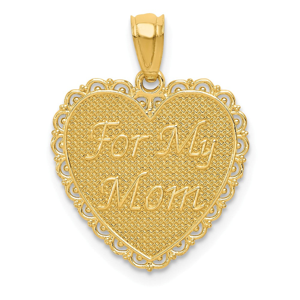 14k Yellow Gold For My Mom Pendant, 18mm, Item P26076 by The Black Bow Jewelry Co.
