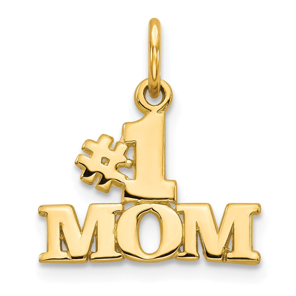 14k Yellow Gold #1 Mom Charm or Pendant, 15mm, Item P26100 by The Black Bow Jewelry Co.