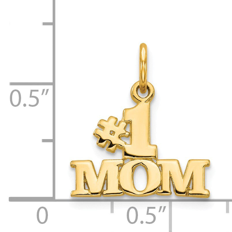 Alternate view of the 14k Yellow Gold #1 Mom Charm or Pendant, 15mm by The Black Bow Jewelry Co.
