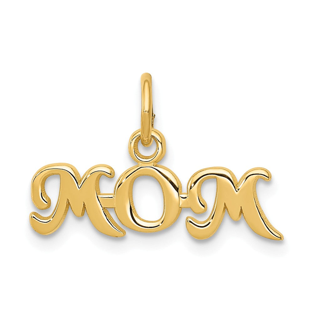 14k Yellow Gold Mom Charm or Pendant, 19mm, Item P26106 by The Black Bow Jewelry Co.